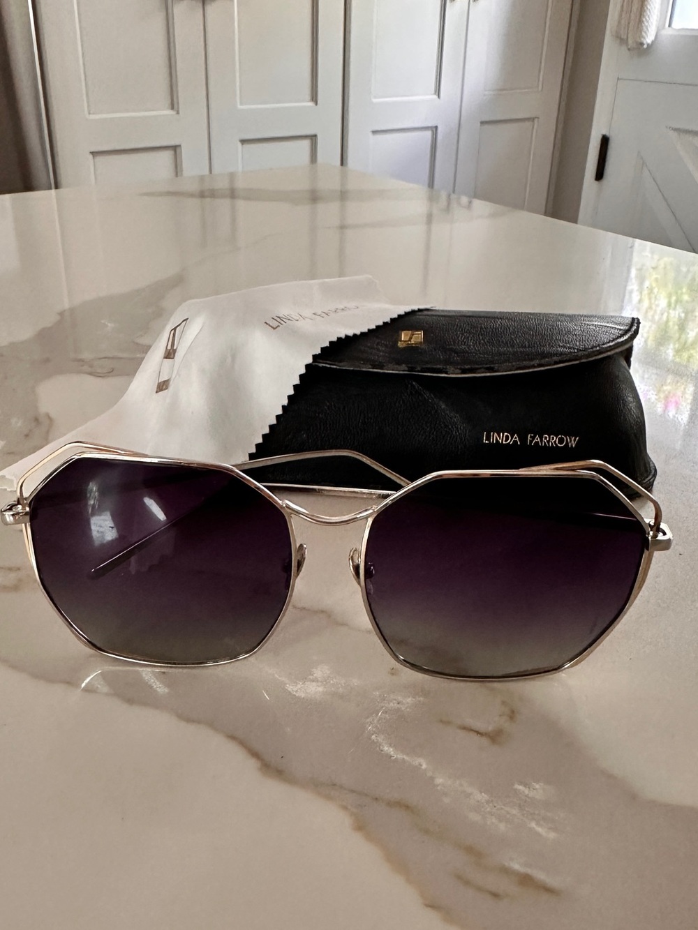 Linda Farrow Gold Frame Sunglasses with Purple Gradient Lenses